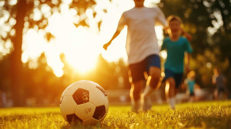teenagers playing soccer