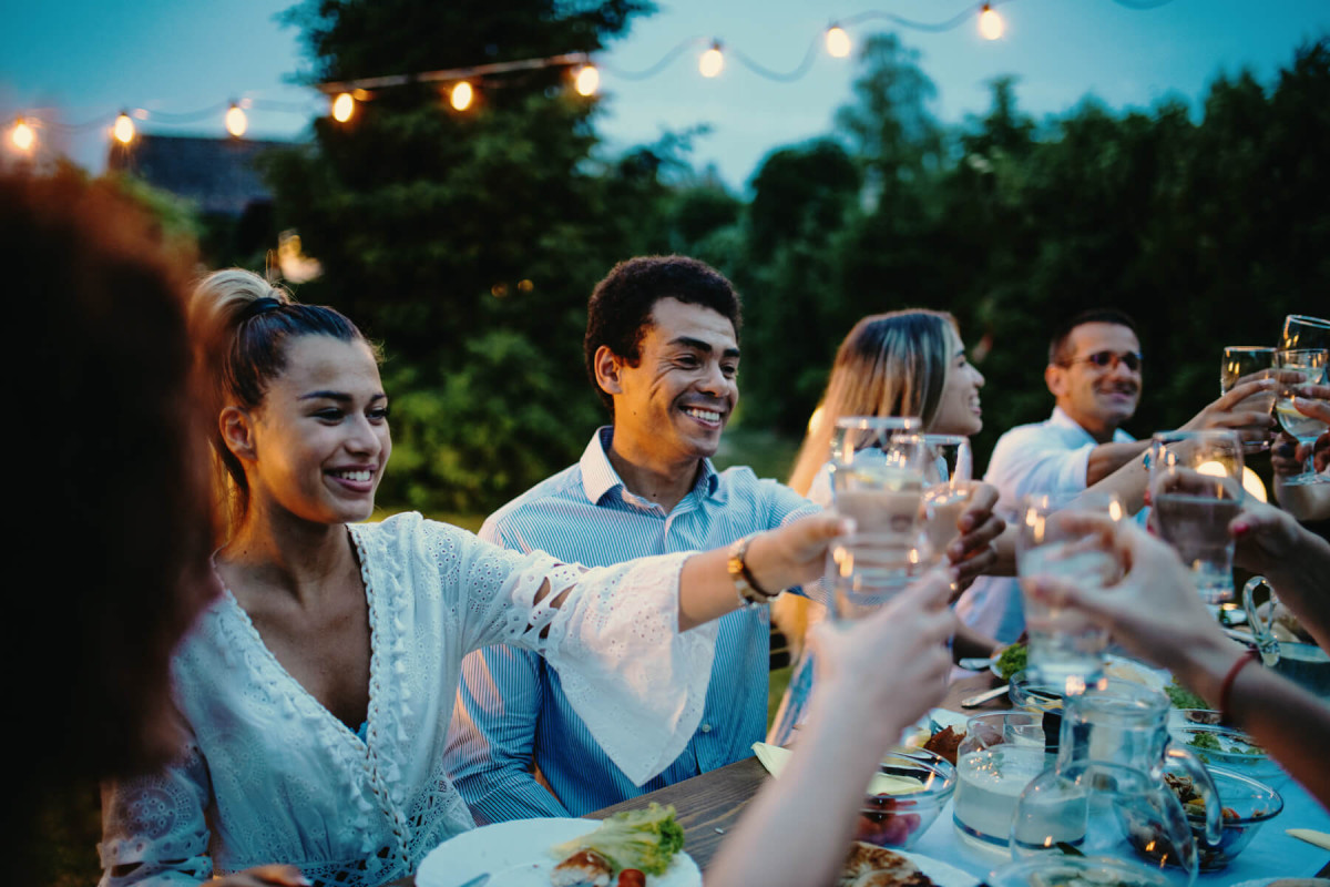 friends at dinner outside